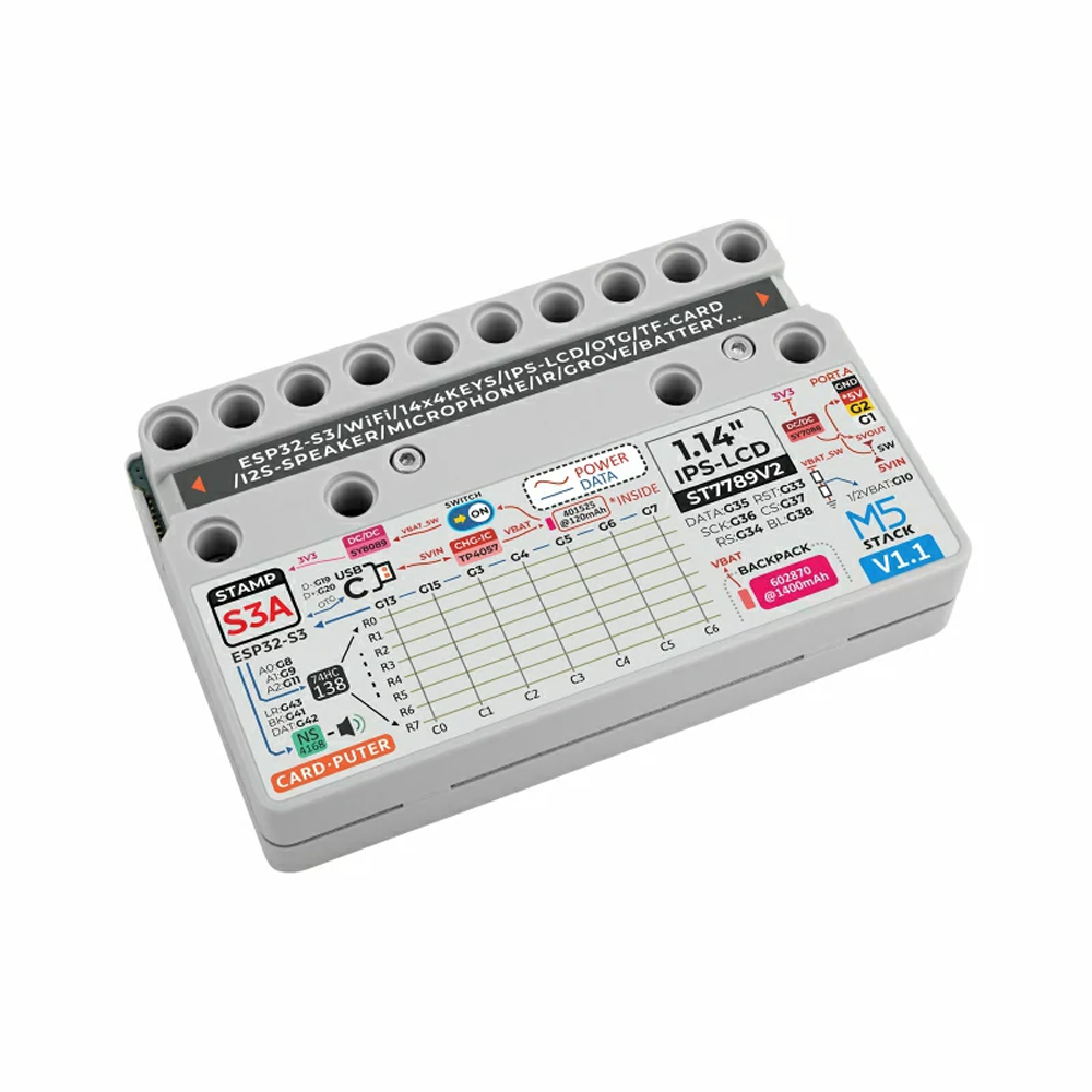 Placa de desarrollo M5Stack Cardputer v1.1 StampS3A ESP32-S3 ordenador portátil pantalla de 1,14 pulgadas microcontrolador de tarjeta de teclado de 56 teclas