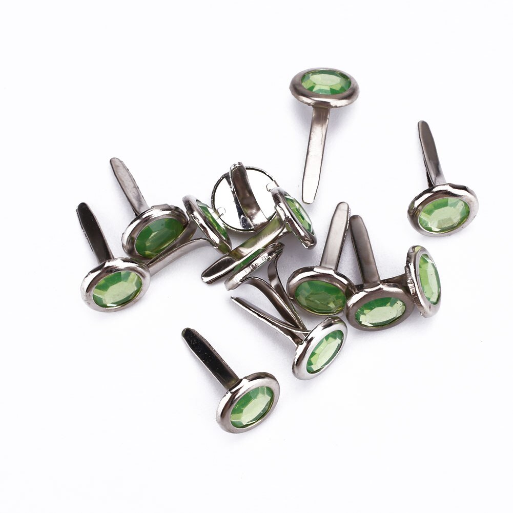 Mini clavos de diamantes de imitación, adorno para álbum de recortes, Decoración, , gemelos de 7 colores, 20 Uds.: Green
