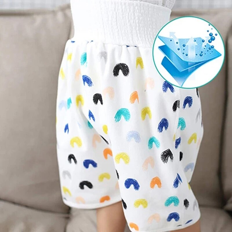 2 in 1 Comfy Children's Adult Diaper Skirt Shorts Waterproof Baby Diaper Pants Loose Absorbent Shorts Unisex Kids Underwear