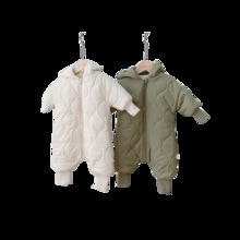 MILANCEL Winter Baby Rompers Bear Hooded Toddler Boys Jumpsuits Fur Lining Gilrs Clothes