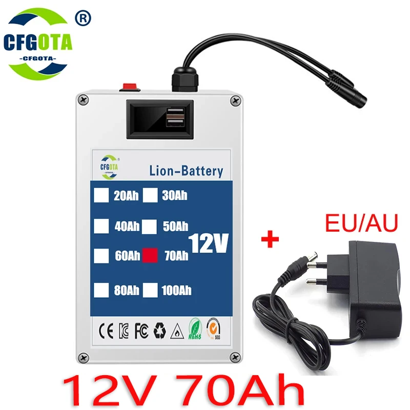 DC 12V 100Ah Lithium-ion Rechargeable Battery Is A Large Capacity and Multi-purpose Rechargeable Battery Power Bank: green