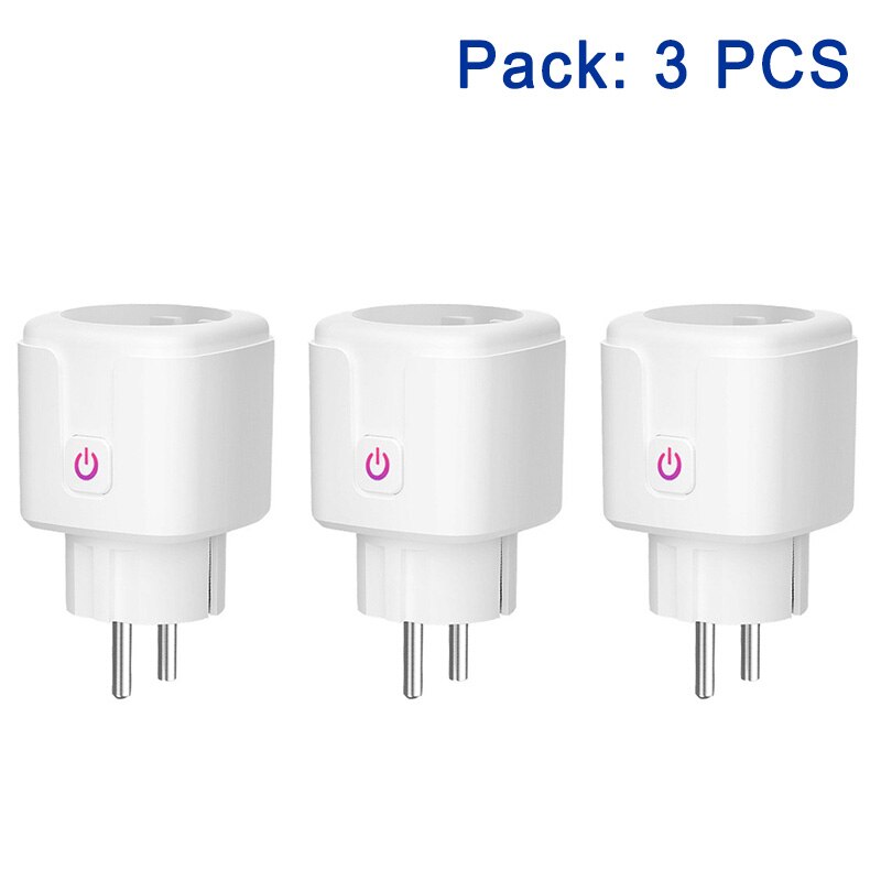 Enchufe inteligente con WIFI, control inalámbrico, aplicación compatible con alexa, control de voz de Google, estándar europeo, AC110V, 240V, 16A: 3PCS