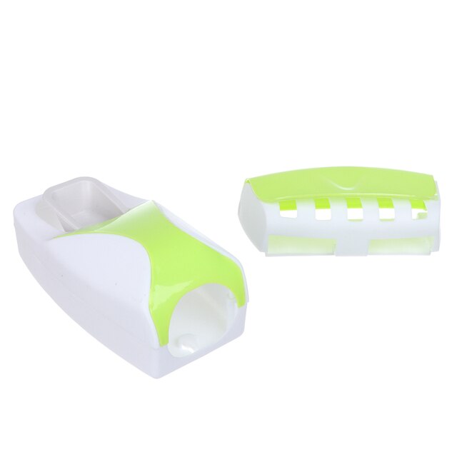 5 Kleuren Automatische Auto Tandpasta Dispenser + Tandenborstelhouder Set Wall Mount Wijn Thuis Badkamer Accessoires: green