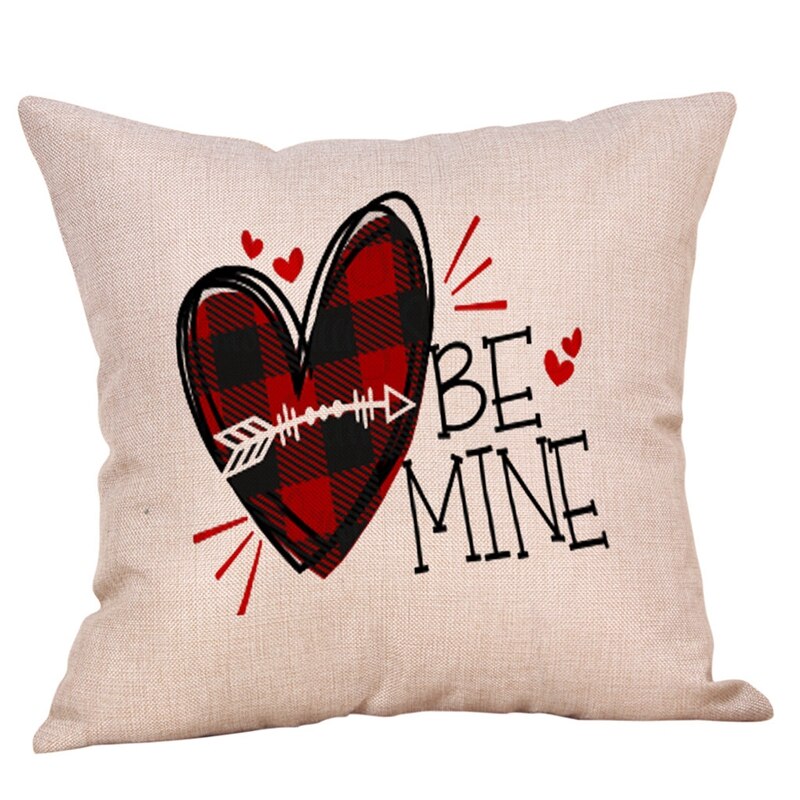 Valentine's Day Pillow Case Cotton Linen Square Pillowcases Sofa Waist Cushion Cover Boster Cases Home Decoration Casual Pillows