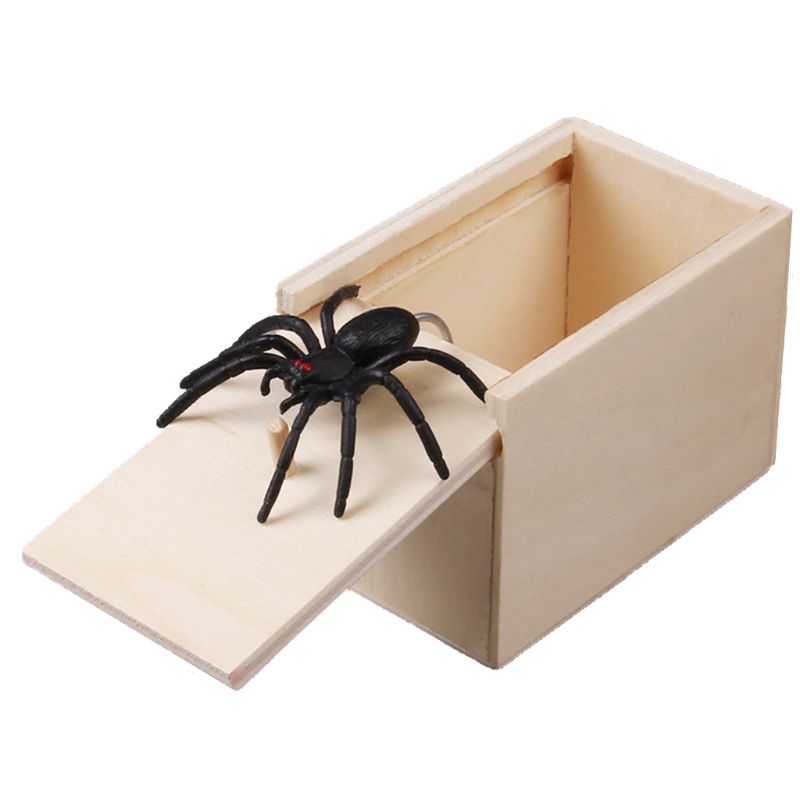 Novelty Hilarious Scary Box Spider Prank Wooden Scarybox Joke Gag Toy No Word 72XC