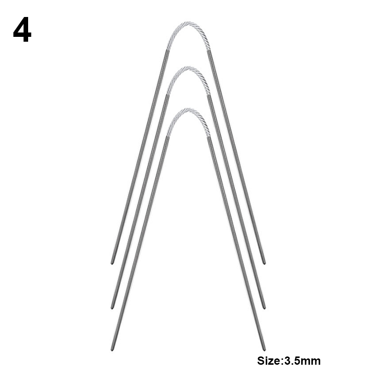 3Pcs Round Knitting Needles Cable Circular Needle Set Stainless Steel Double Pointed Flexible Yarn Knitted Needles For Hat Socks: SKY BLUE