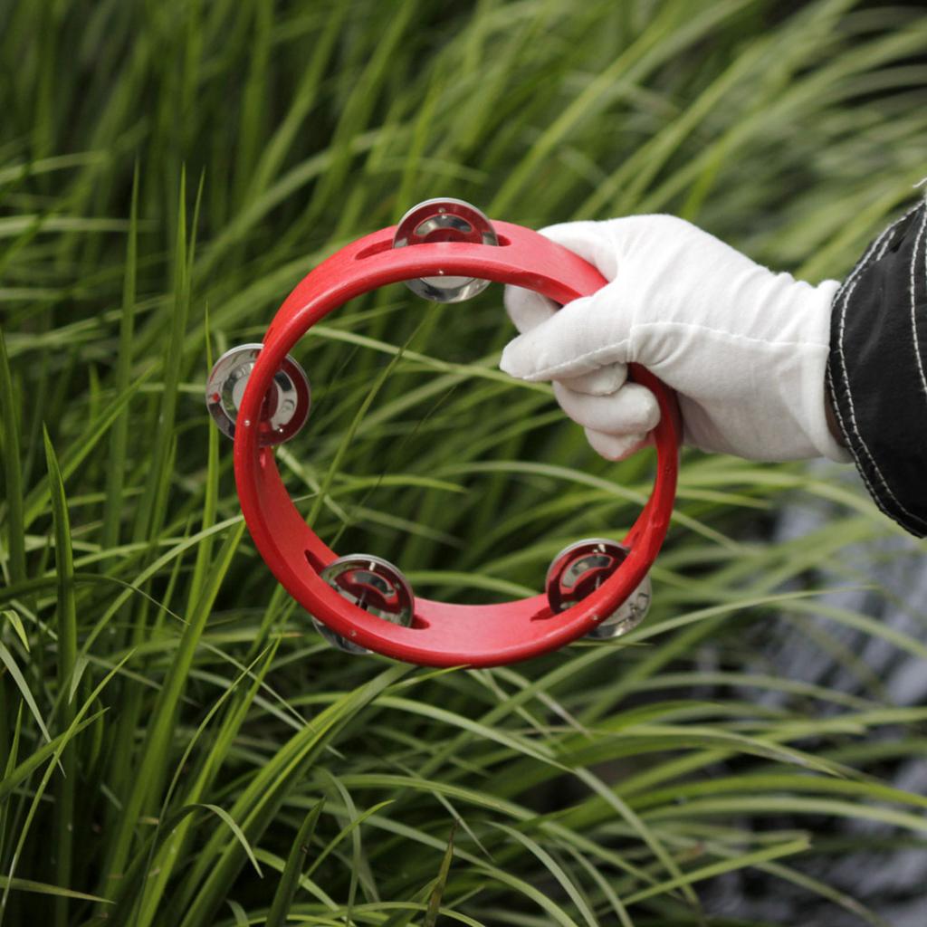 Fest uundværlige forsyninger træ jingle ring musikinstrument pædagogisk legetøj med metal dobbelt række jingles