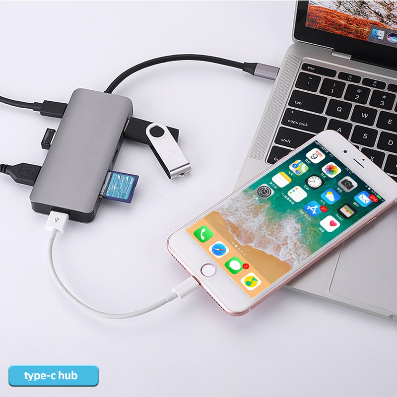 Dock 3.0 USB Hub Type C vers HDMI 4K VGA PD RJ45 Gigabit LAN SD/TF carte HDMI Hub adaptateur Station pour Macbook Pro Samsung