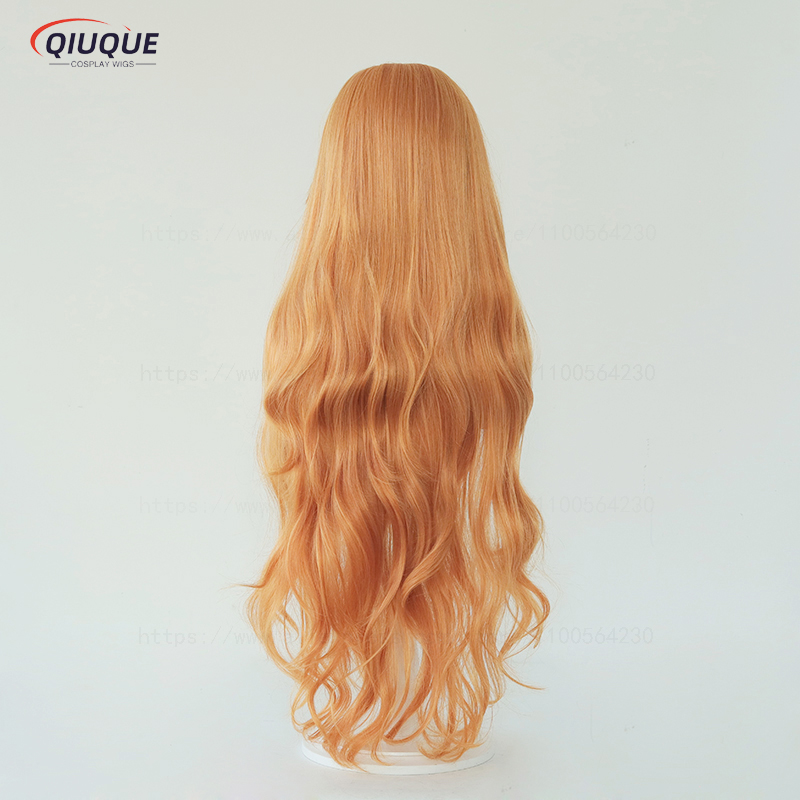 Adult Nami Cosplay Wig Women 75cm Long Curly Wavy Orange Heat Resistant Hair Anime Cosplay Wigs + Wig Cap