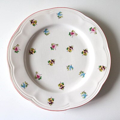 Ensemble de Table de Style campagnard à bord rouge/bol en céramique bol à soupe ménage: 8 Inch Plate 20cm