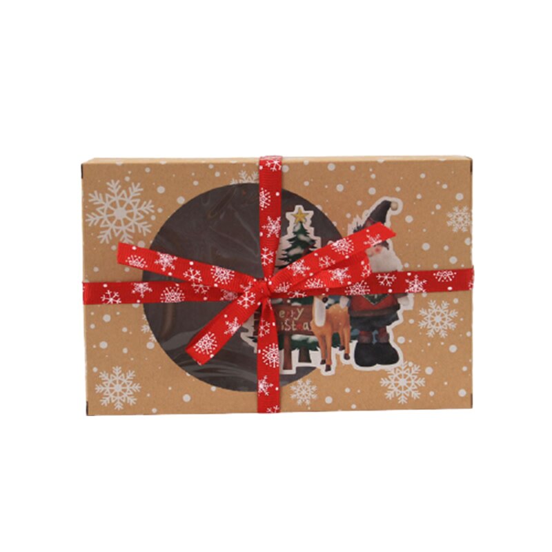 Noël bonbons Biscuit boîte Kraft papier gâteau Muffin emballage boîte réutilisable noël bonhomme de neige modèle pâtisserie décoration boîte