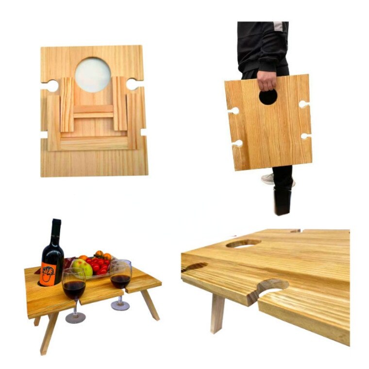 Holz Klapp Picknick Tisch Tragbare Wein Gestell Tisch Rechteckige Außen Falten Camping Schreibtisch mit Glas Gestell Obst Wein Schreibtisch