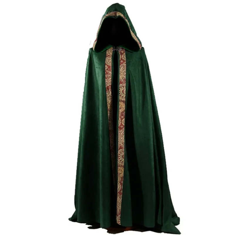 Unisex Gótico Capuz Manto, Renascimento Medieval, Halloween Vampiro, Diabo Mago Capa, Robe Vestido, Cosplay Traje, Casaco, Festa: XXL / Ouro
