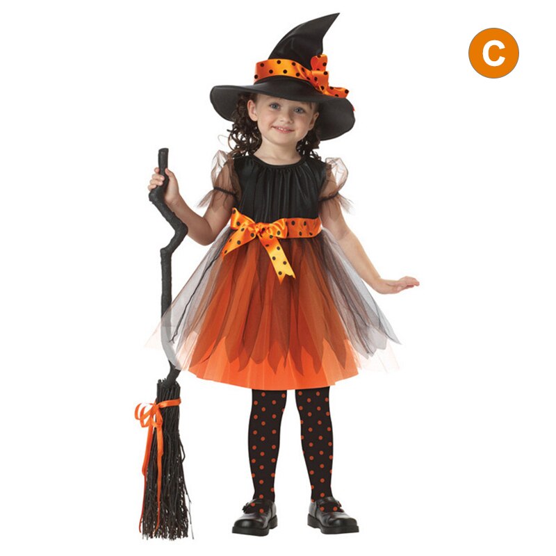Børn halloween kostume børn heks cosplay halloween tøj cosplay rekvisitter  ya88: Sort