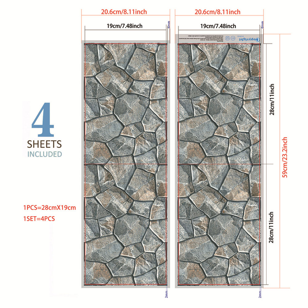 3D stone pattern wall sticker living room bedroom background home decoration thick glued splicing wallpaper stickers PVC Mural