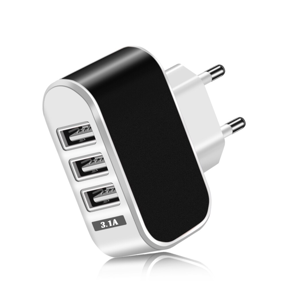 Universal 3 Ports USB Charger Wall Travel 3.1A Fast Charging Charger Adapter For Xiaomi Samsung S7 Tablets Phone EU/US Chargers: EU Plug / Black Charger