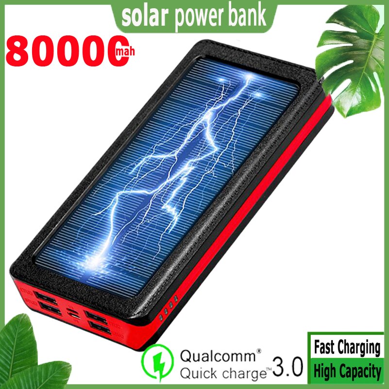 Power Bank 80000mAh Large Capacity Portable Charger 2USB Port Mobile Power Sluppy Fast Charging for Xiaomi Samsung IPhone