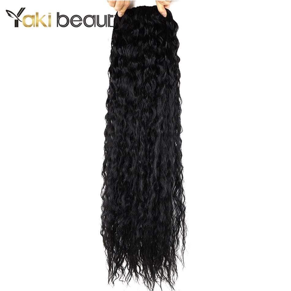 32'' Ponytail Synthetic Hair Extension 140g Tail On An Elastic Band Curly Locks Hair YAKI BEAUTY For Women: #1B