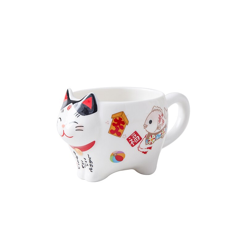 Cute Lucky Cat Porcelain Tea Set Cartoon Ceramic Tea Cup Pot with Strainer Lovely Plutus Cat Teapot Mug Teaware: 1cup