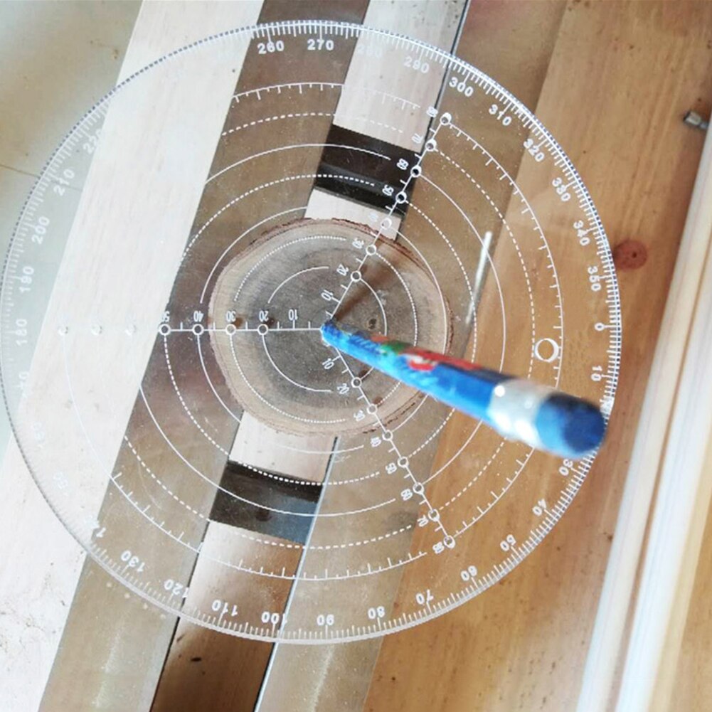 20CM Center Finder High-precision Acrylic Round Compass Woodworking Turning Centering Ruler for Wood Lathe Processing