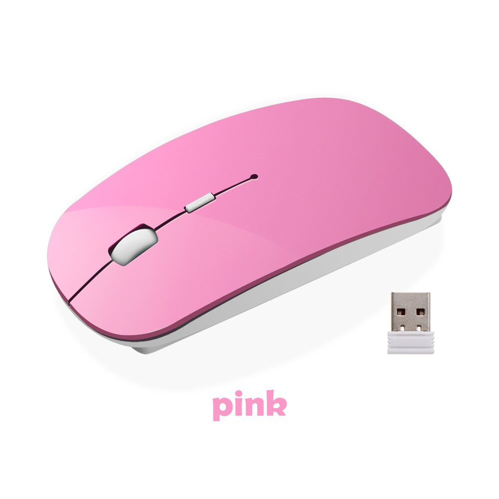 1 pc bærbare 2.4g trådløse mus ultratynne usb optiske mus stille knapp for pc bærbar macbook desktop air pro: Rosa