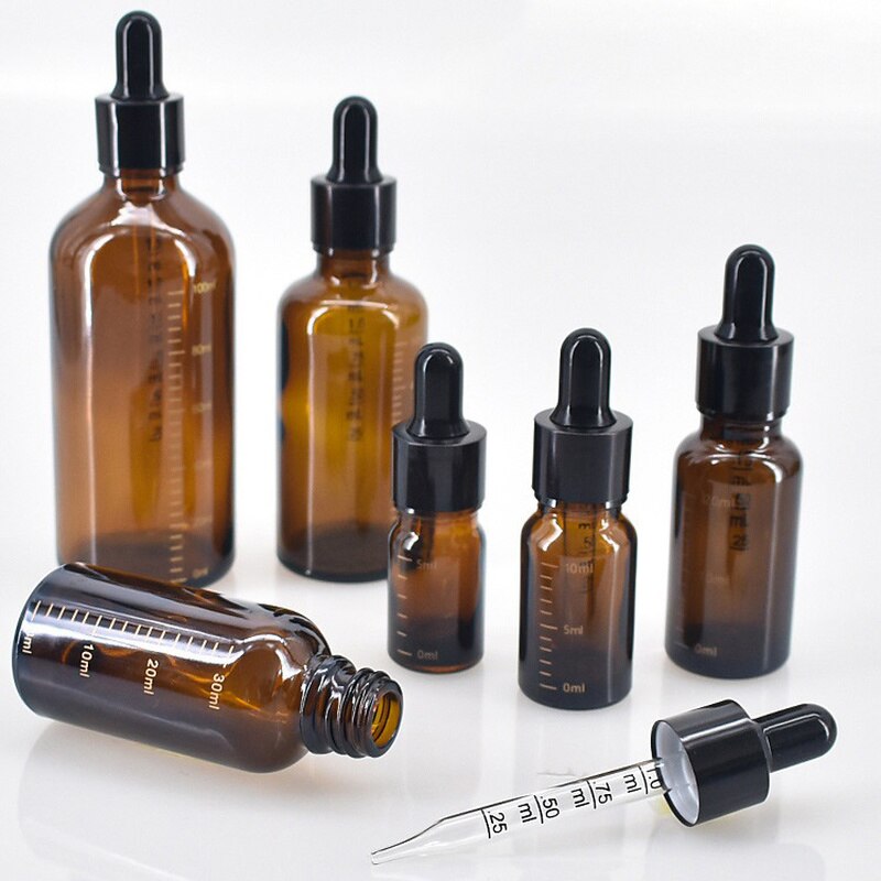 Dropper Flessen Met Schaal 5Ml-100Ml Reagens Eye Amber Glas Aromatherapie Vloeibare Pipet Fles Hervulbare Flessen reizen