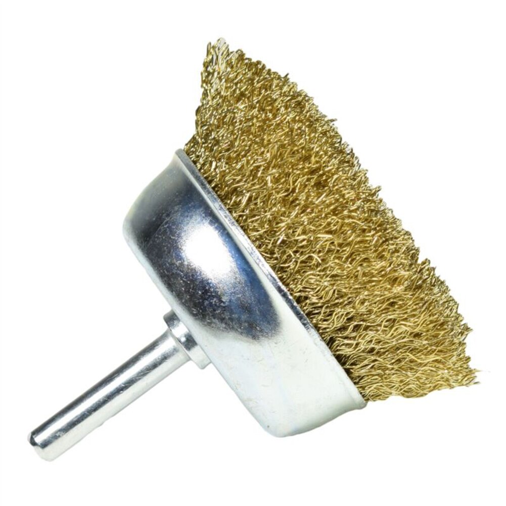 2Pcs 75mm Wire Cup Brush For Drills Steel Brass Coated Rust Paint Remover Polishing Cups Drill Bit For Metal Rust Removal Brush