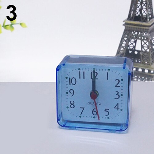 Wekker Vierkante Kleine Bed Compact Travel Quartz Beep Wekker Leuke Draagbare Creatieve Mode Student Klok: Blauw