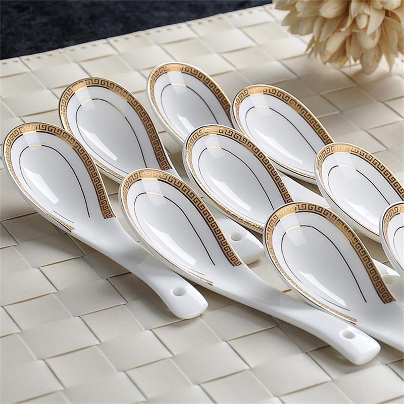 6 Stuk Set, Bone China, Creatief Chinese Rijst Lepel Set, koreaanse Ijs Pollepel, Japanse Soep Lepel, Leuke Lepels