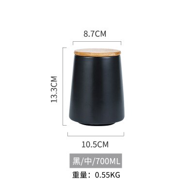Tarro sellado de cerámica nórdico con tapa, recipientes de almacenamiento de granos variados de cocina, frasco de almacenamiento de alimentos, organizador de café y té: black-m