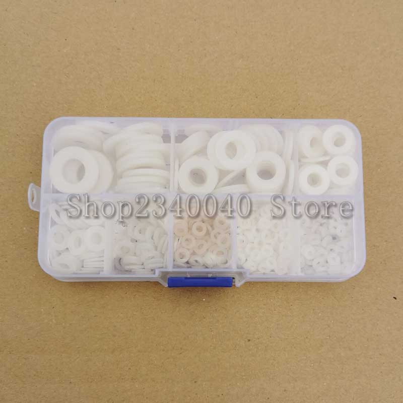 500Pcs M2 M2.5 M3 M4 M5 M6 M8 M10 Wit Wit Plastic Nylon Ring Platte Ring Vliegtuig Spacer Isolatie pakking Ring Voor Schroef