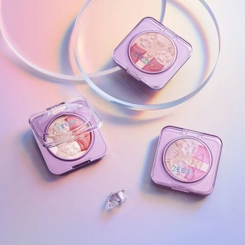 ZEESEA Highlighter Make Up Face Blusher Palette Highlighter Contour Highlight Blush Glowing 2 In 1 Space Cat 4.2g