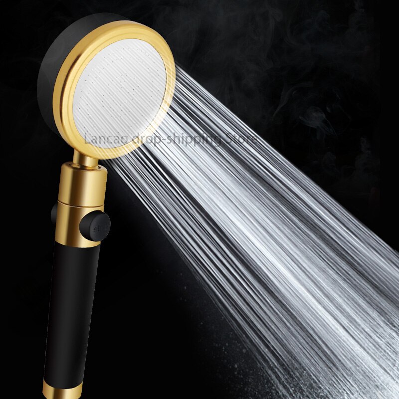 360 degree rotatable Bathroom Bath Black Shower Set Hand held Shower Head with Water Control Button Wall Mounted Black Shower: shower head only