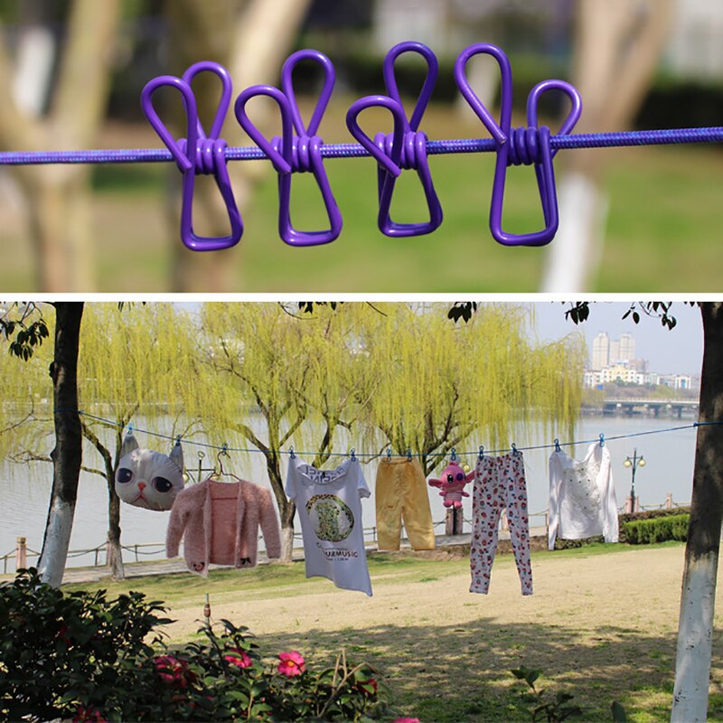 180Cm Droogrek Voor Kleding Doek Hangers Draagbare Reizen Waslijn Multifunctionele Lijn Met 12 Clips Staal Kleding Lijn Pinnen