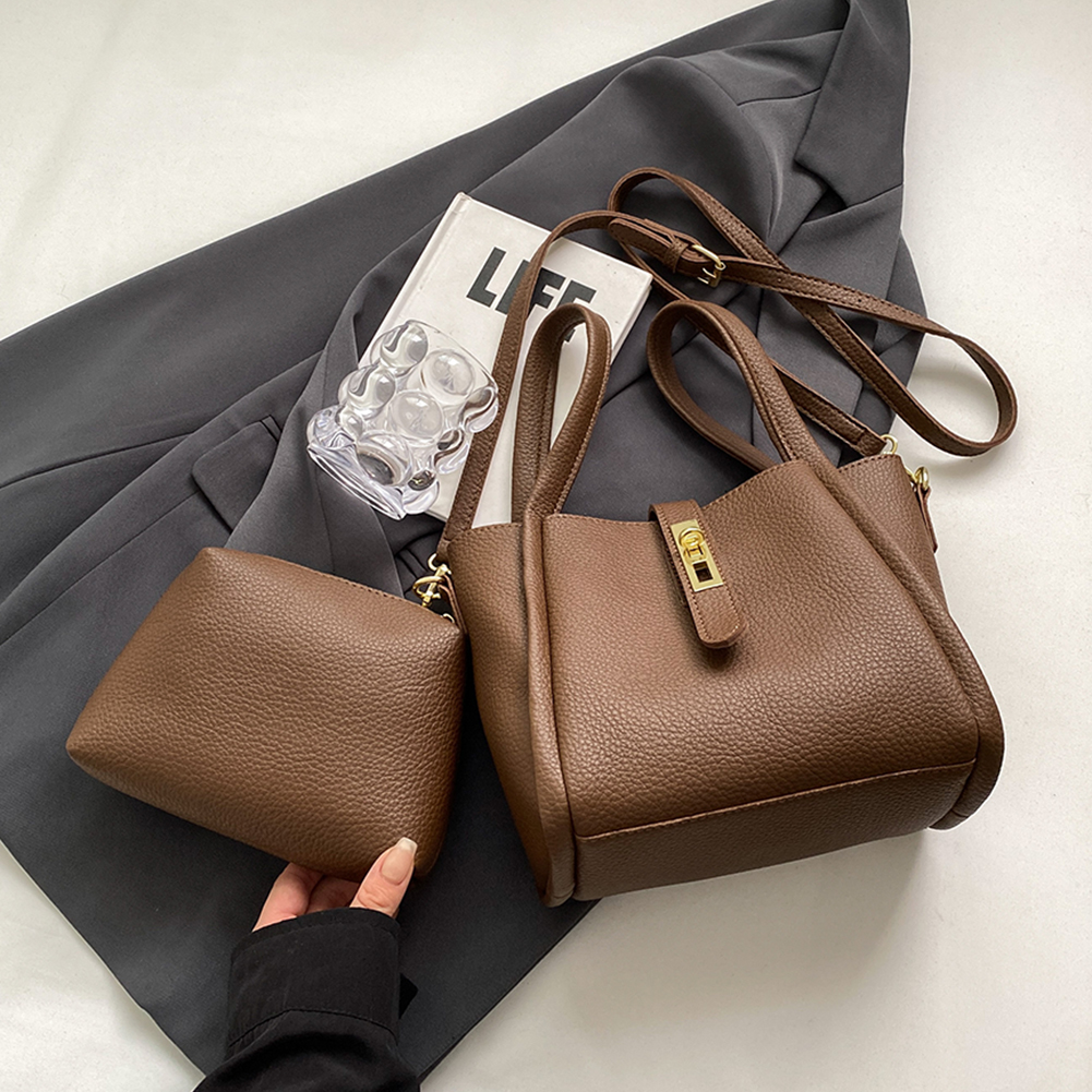 Eimertasche für Damen, Umhängetasche mit Magnetverschluss, PU-Leder, mit Innentasche, Korbtasche, Handtasche für Arbeit, Reisen: Marine Blau