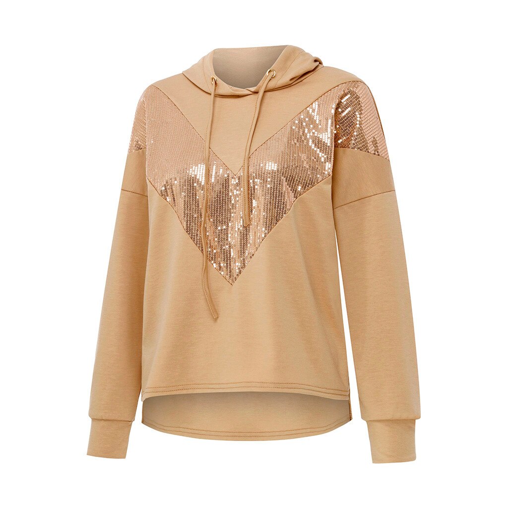 Damskie solidne zestawy z długim rękawem z kapturem cekiny pulowerowe topy szorty zestaw sportowy odzież sportowa dresy damskie zestaw robić biegania #3