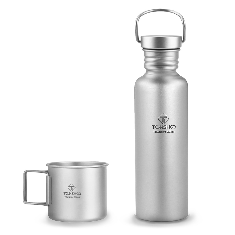 Tomshoo Full Titanium Water Fles Ultralight Outdoor Camping Wandelen Fietsen Water Bottle Met Extra Plastic Deksel