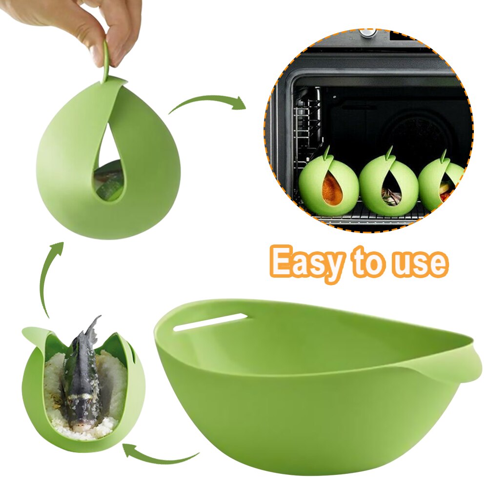Siliconen Brood Bakken Kom Multi Magnetron Vis Stoom Kom All-Purpose Opvouwbare Siliconen Koken Pocket Keuken Tool 2
