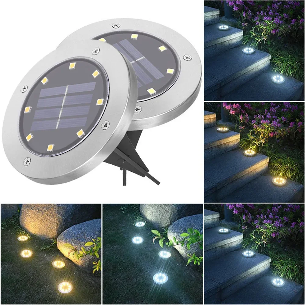4/1 STKS Solar LED Vloerlamp 8LED Outdoor Gazon Licht Waterdichte Ondergrondse Lampen voor Gazon Decoratie Tuin Terras Binnenplaats