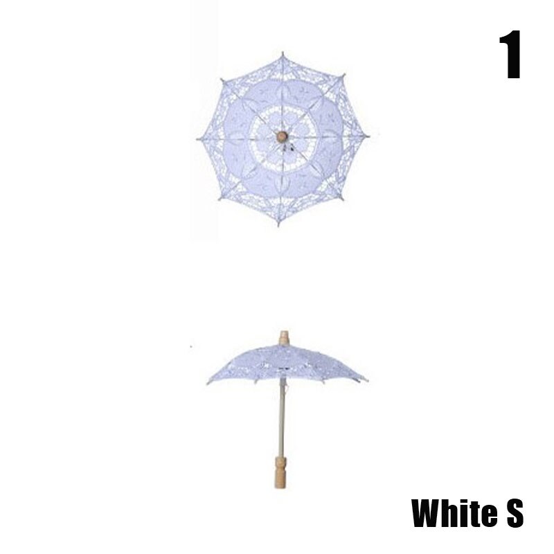 1PC blanco encaje Beige paraguas sombrilla boda de algodón bordado paraguas: 1