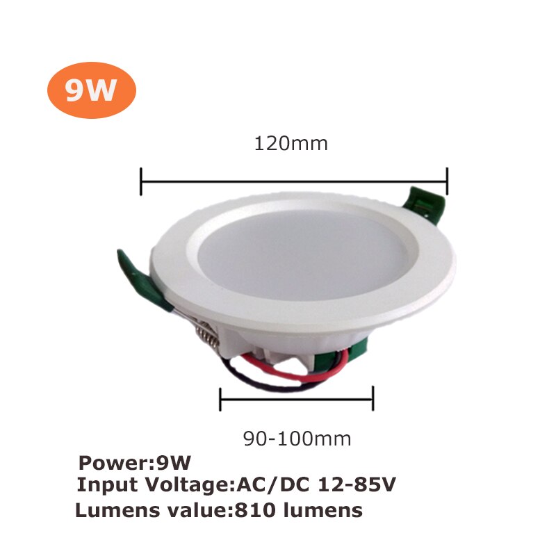 Led Downlight 18W 15W 12W 9W Aluminium Bombillas AC/DC 12V 24V Ronde led Plafond Verzonken Grid Down Light 36V 50V Led Licht: Downlight 9W