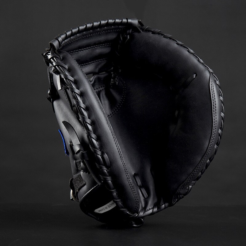 Tjocka utomhus sport brun svart pvc baseball catcher handske softball träningsutrustning storlek 12.5 vänster hand för vuxenutbildning: Svart