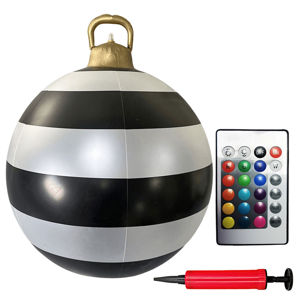24 Inch Opblaasbare Kerstballen Met Verlichting Buiten Kerstversiering Pvc 60Cm Gigantische Kerstballen Vakantiedecor