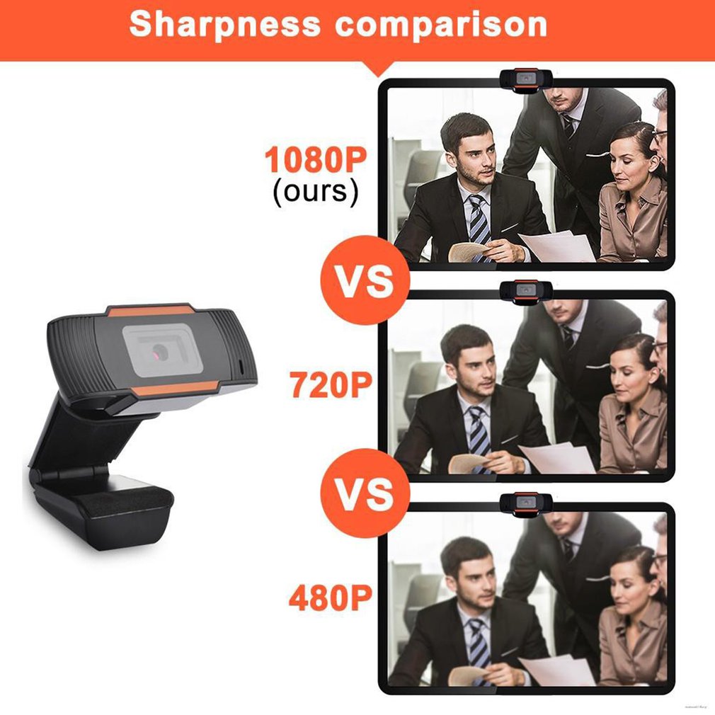 1080P HD Webcam with Mic Rotatable PC Desktop Web Camera Cam Mini Computer WebCamera Cam Video Recording Work In Stock