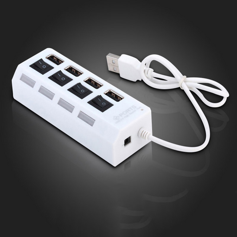 Szybki 4/7 portów USB HUB 2.0 Adapter Expander Multi USB Splitter Multiple Extender z włącznikiem lampy LED do laptopa PC