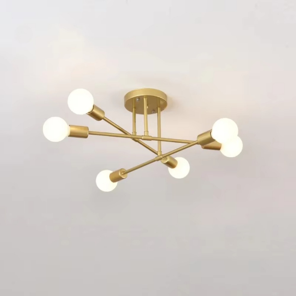 Lámpara de techo Led de múltiples cabezales de hierro forjado nórdico de 6 luces, lámpara de araña de estilo Industrial (bombilla no incluida)