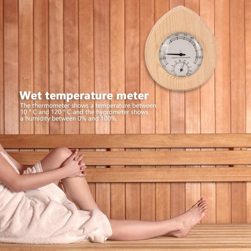 Sauna Accessories Spa Thermo Hygrometer Shaped Wood Thermometer Temperature Humidity Meter Sauna Steam Room Accessories