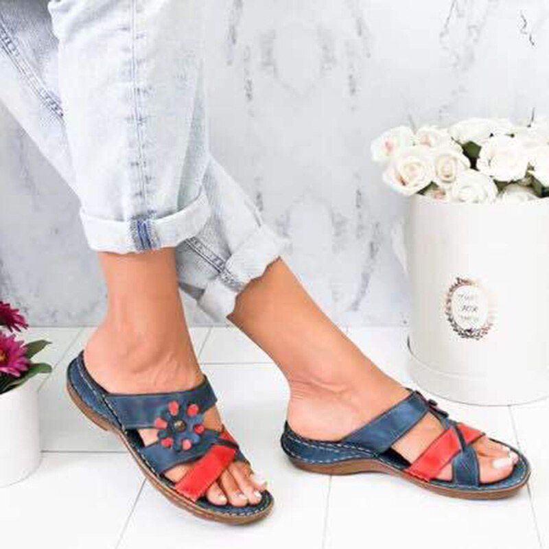 NouC Cute Flower Sandal Summer Women Wedge Sandals Ladies Strap Gladiator Slippers Roman Female Flip Flops Outdoor Casual Shoes