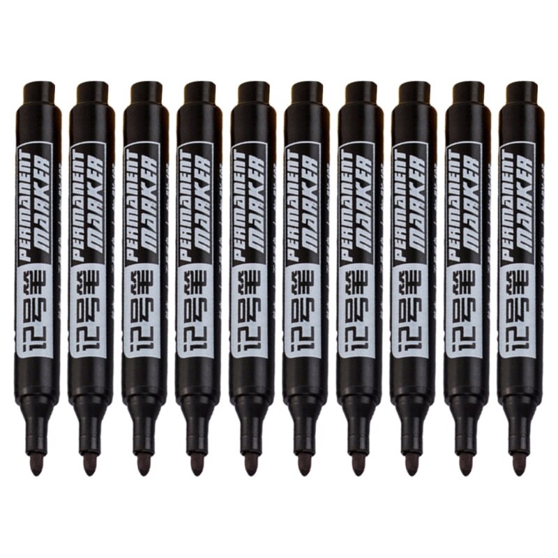 Marqueurs étanches à l&#39;huile, 10 pièces, à base de croquis, stylos de dessin, fournitures artistiques, stylo de peinture de styliste, outils d&#39;écriture: Black