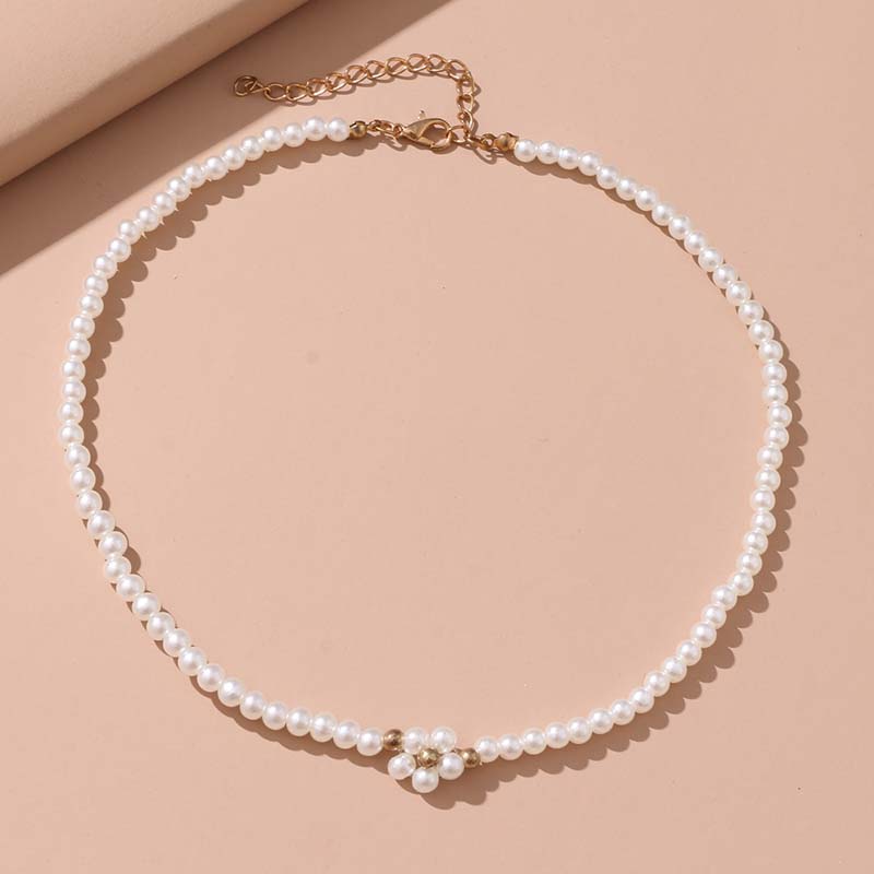 Moda do vintage simulação pérola geométrica flor frisada gargantilha colares para mulheres meninas na moda elegante simples colar jóias